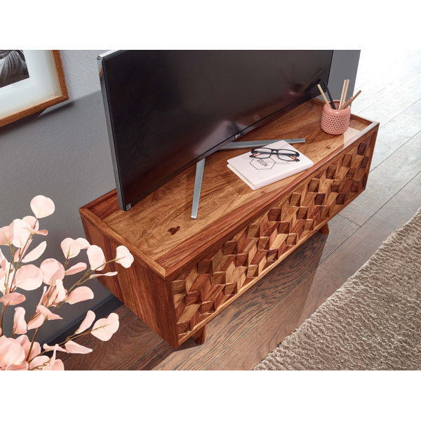 FineBuy Sheesham Massivholz Lowboard 145cm - TV-Kommode Mit 2 Türen - Design TV-Schrank Fürs Wohnzimmer